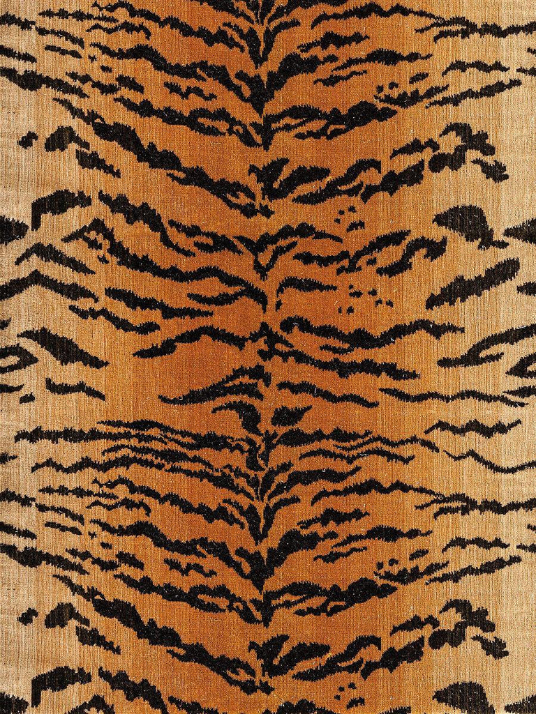 Old World Weavers Tiger - Silk - Handwoven Black On Gold Fabric