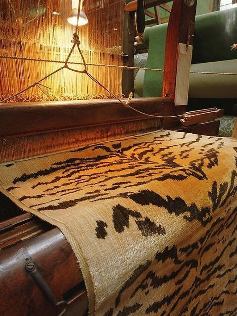 Old World Weavers TIGER - SILK - HANDWOVEN BLACK ON GOLD Fabric