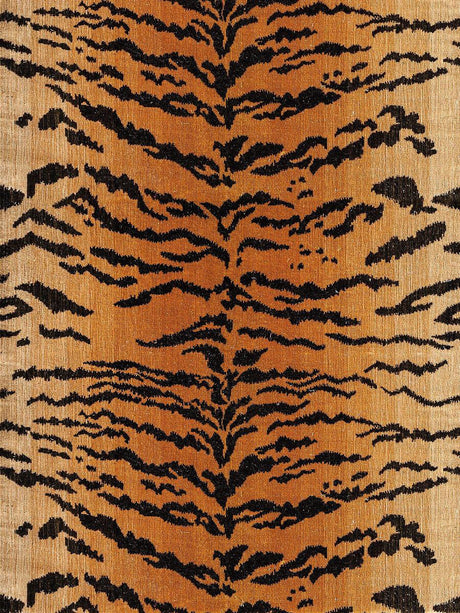 Old World Weavers Tiger - Silk - Handwoven Black On Gold Upholstery Fabric