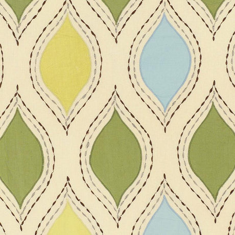 Schumacher Lets Dance Chartreuse & Sky Fabric