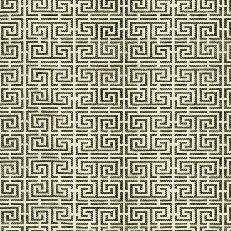 Schumacher Chinois Fret Noir/ Almond Fabric