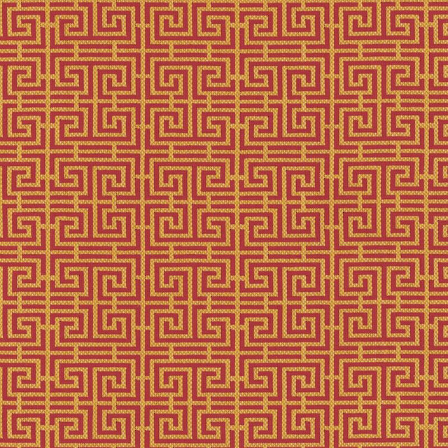 Schumacher Chinois Fret Cinnabar / Gold Fabric