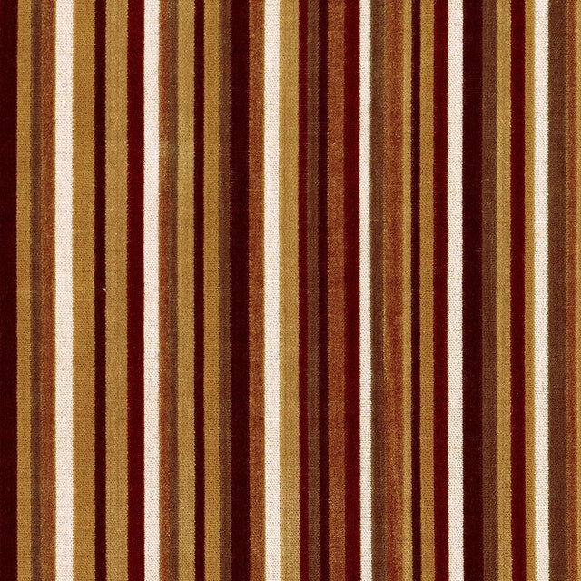 Schumacher Syncopated Velvet Stripe Bronze / Wine Fabric