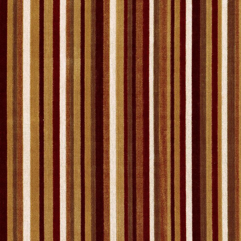 Schumacher Syncopated Velvet Stripe Bronze / Wine Fabric