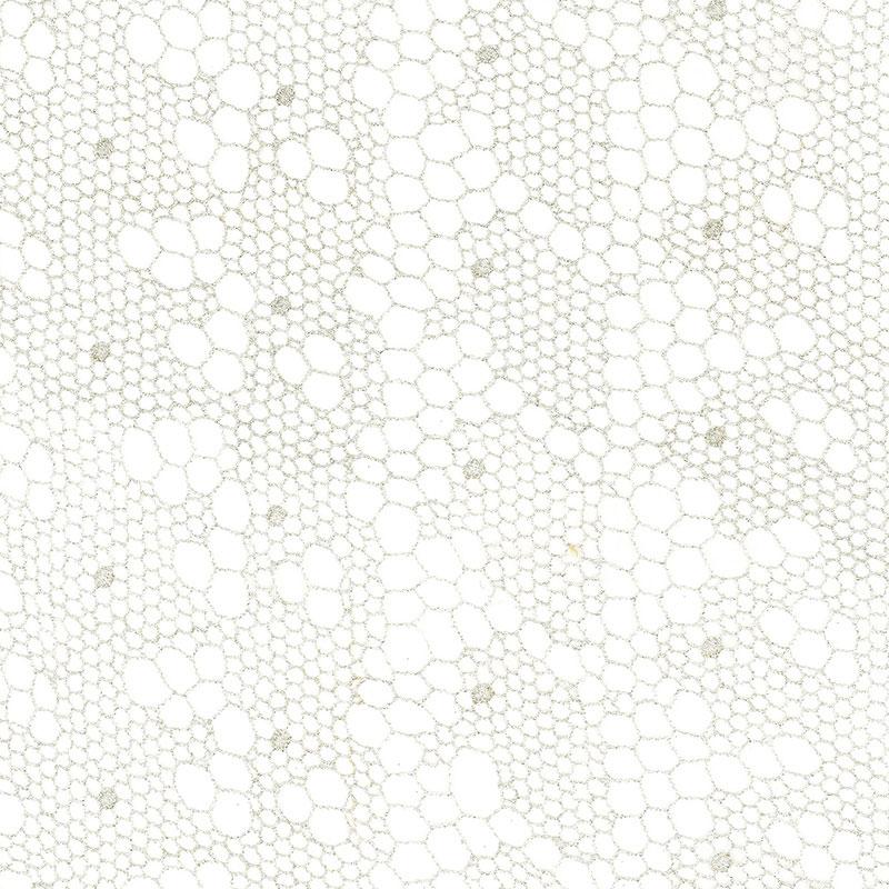 Schumacher Tracery Lace Sheer Silver Fabric