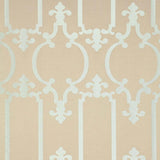 Schumacher Ornamental Silk Silvered Aqua Fabric