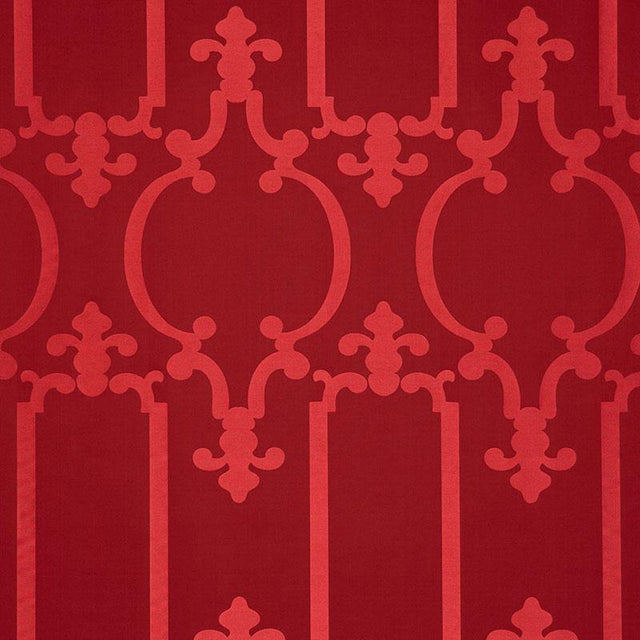 Schumacher Ornamental Silk Ruby Lacquer Fabric