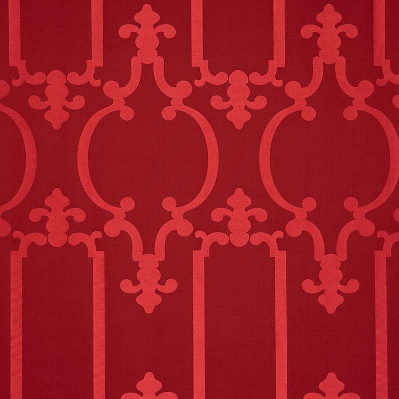 Schumacher Ornamental Silk Ruby Lacquer Fabric