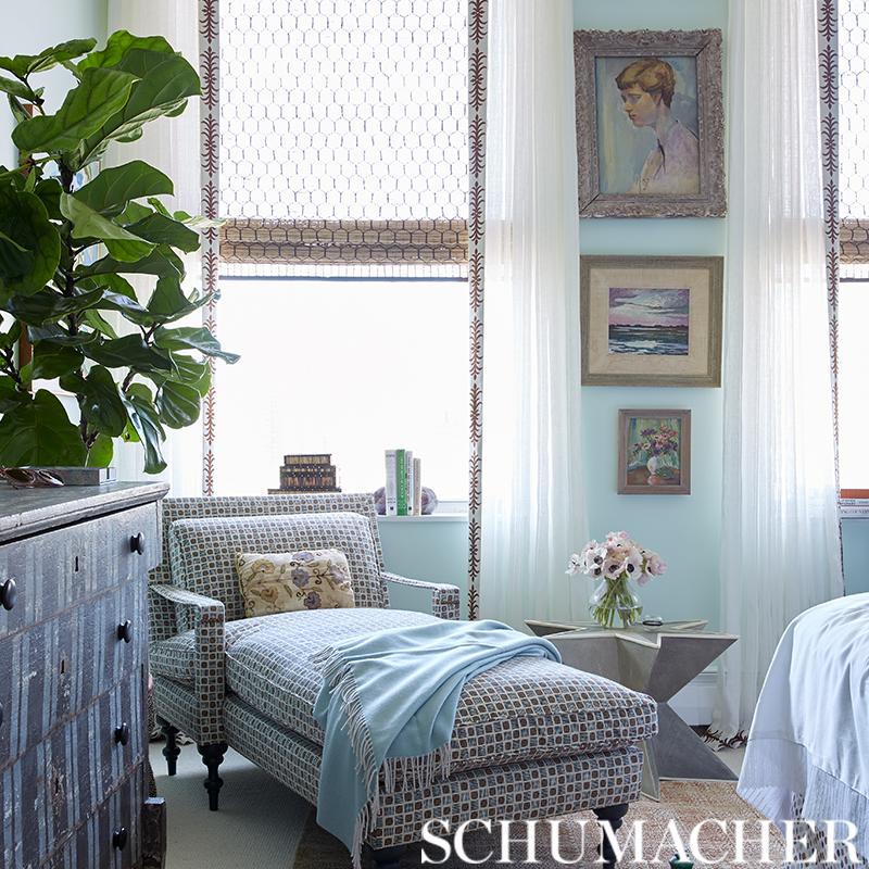 Schumacher Sophia Sheer Stripe Snow Fabric