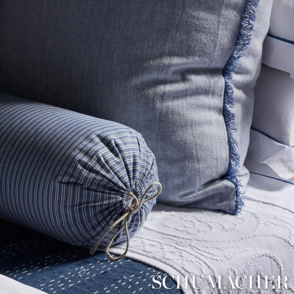 Schumacher Wellfleet Ticking Stripe Pacific Fabric