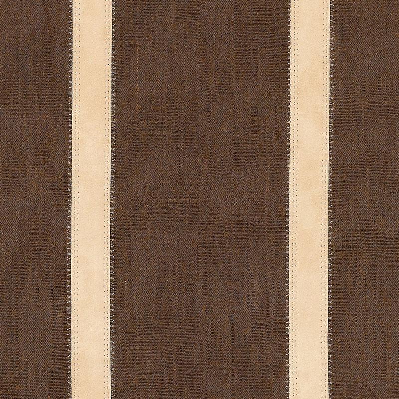 Schumacher Leather Stripe Cocoa Fabric