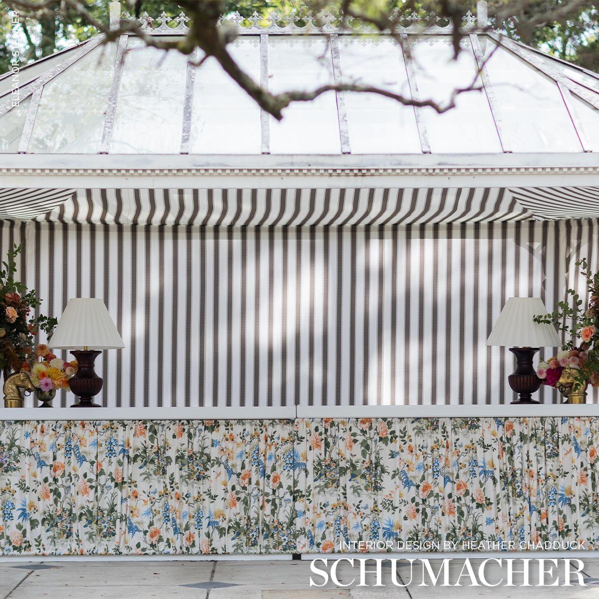 Schumacher Anshun Paprika & Blue Fabric