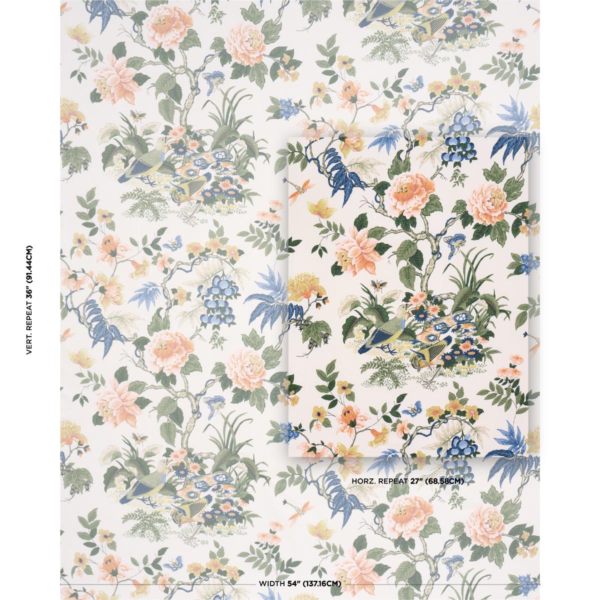 Schumacher Anshun Paprika & Blue Fabric