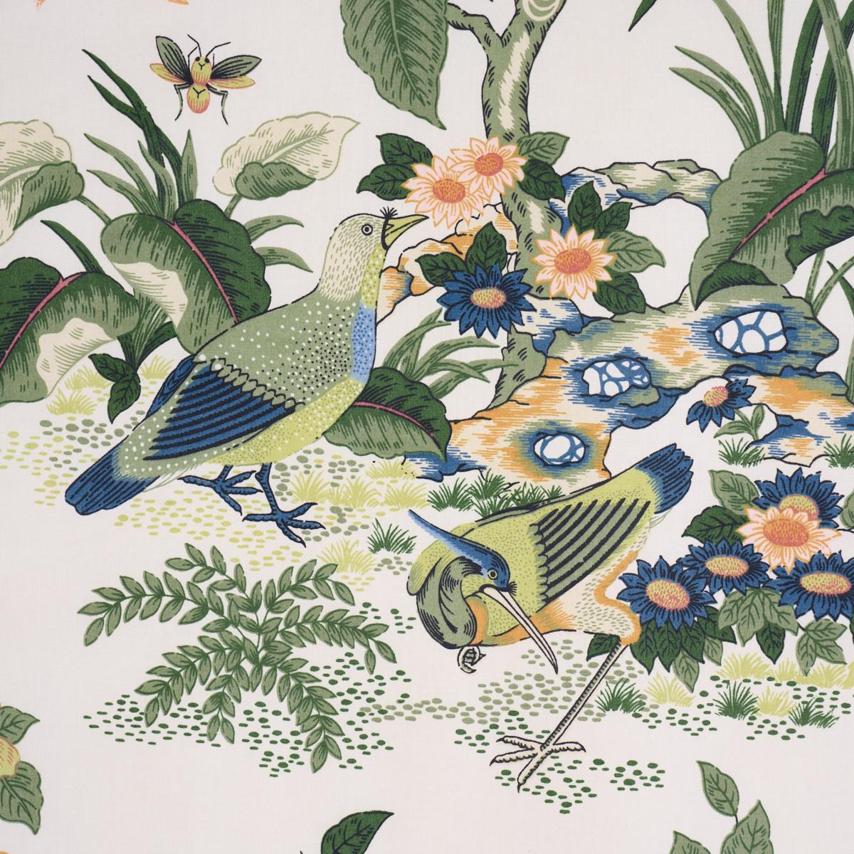 Schumacher Anshun Paprika & Blue Fabric