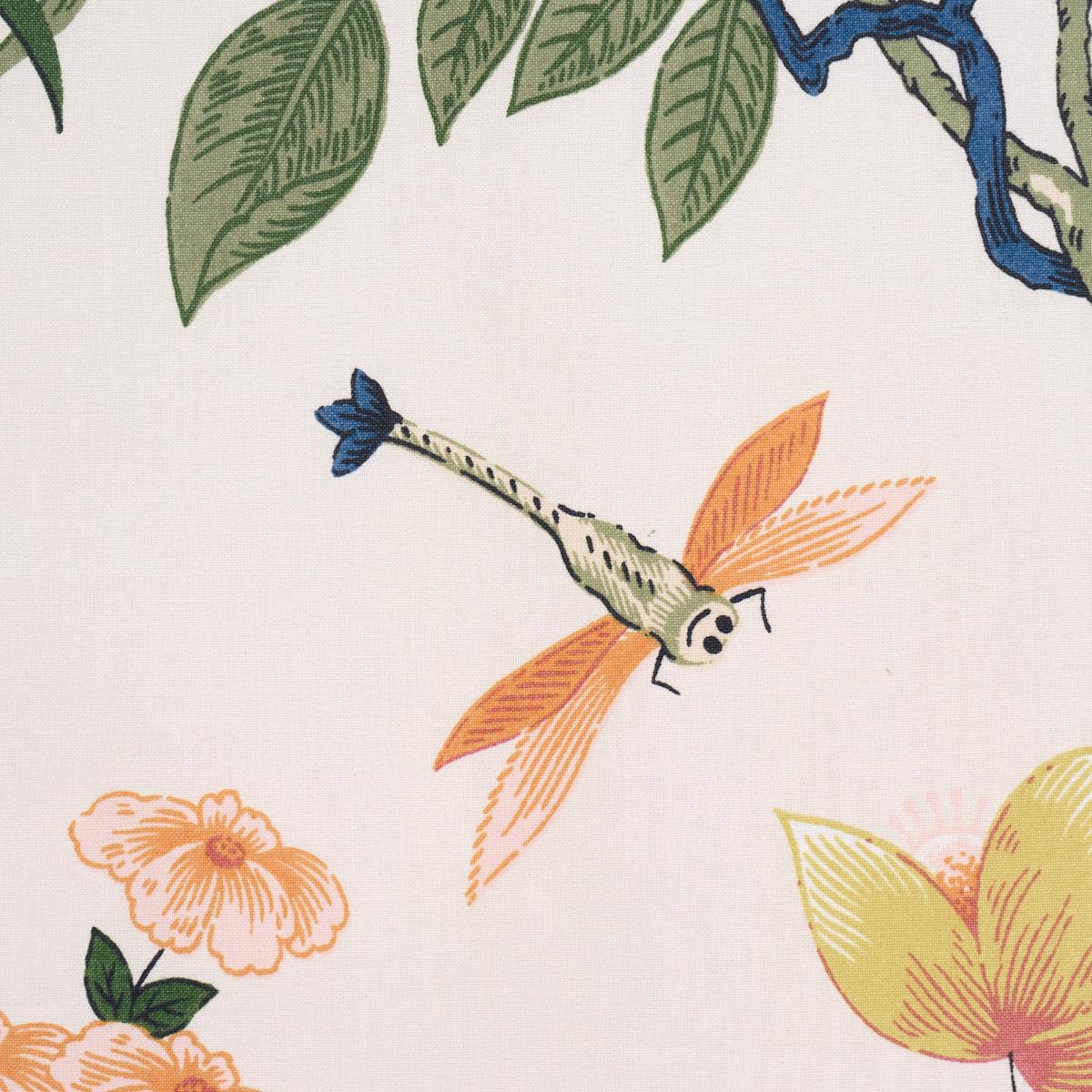 Schumacher Anshun Paprika & Blue Fabric