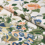 Schumacher Anshun Paprika & Blue Fabric
