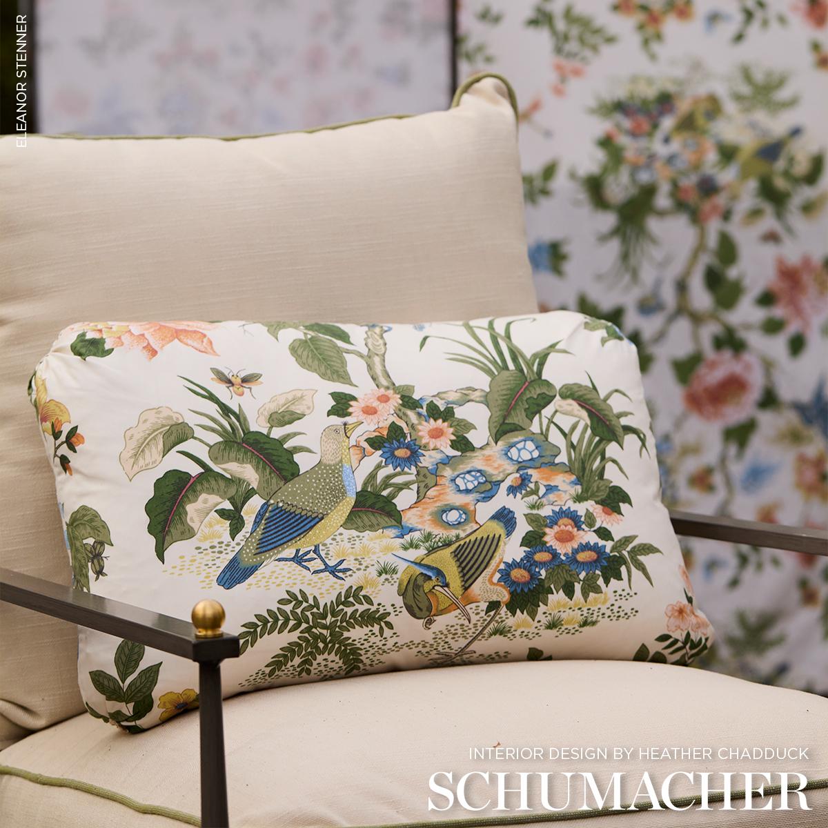 Schumacher Anshun Paprika & Blue Fabric