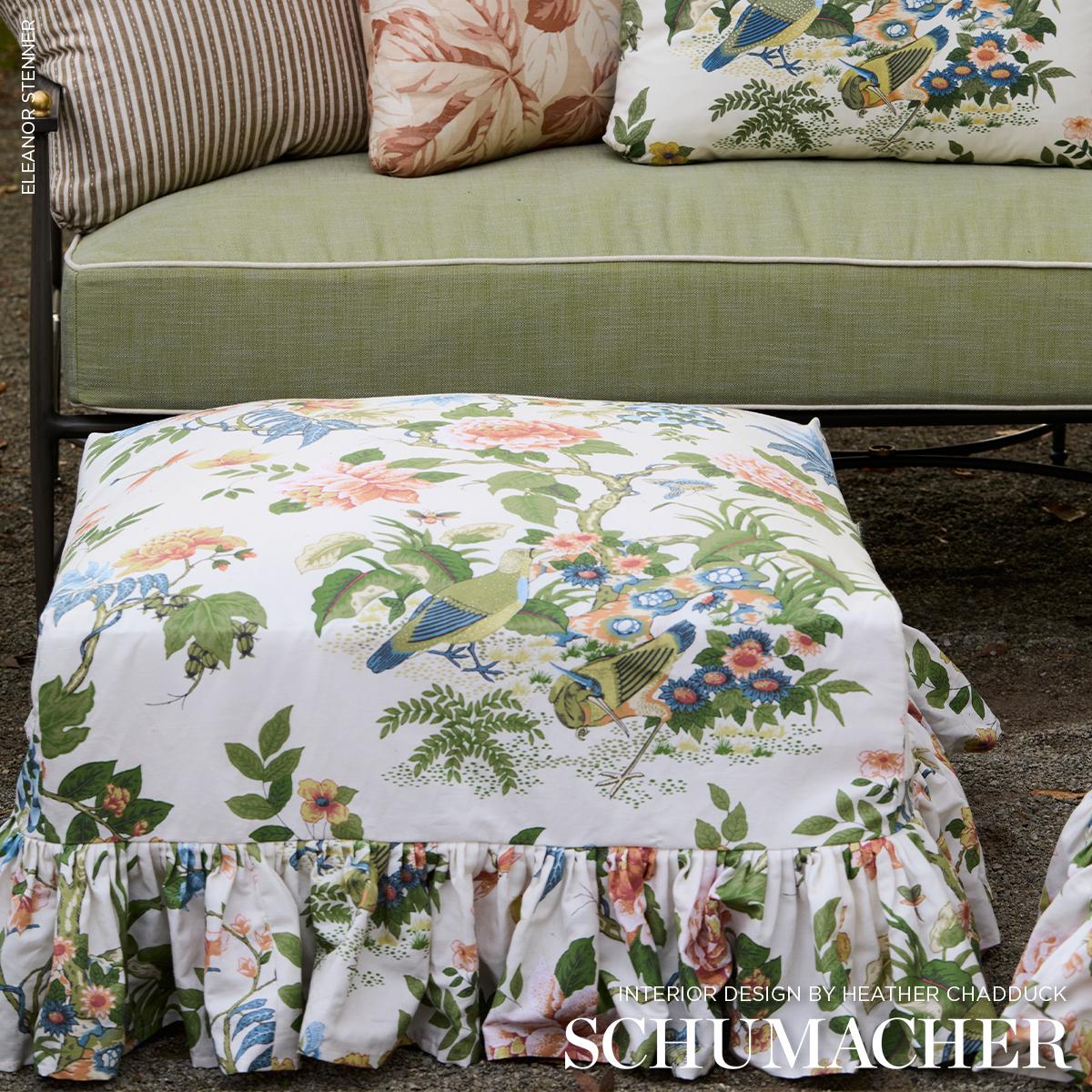 Schumacher Anshun Paprika & Blue Fabric