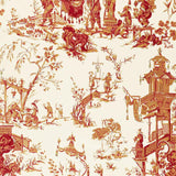 Schumacher Chinois Creme & Red Fabric