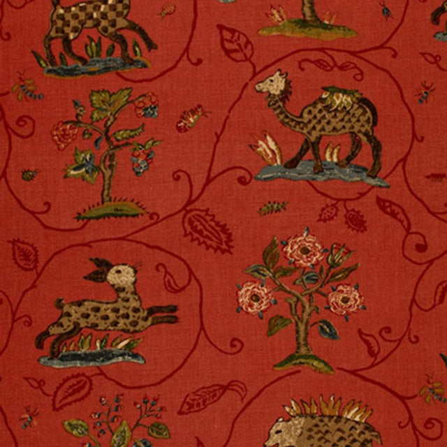 Schumacher La Menagerie Flame Red Fabric