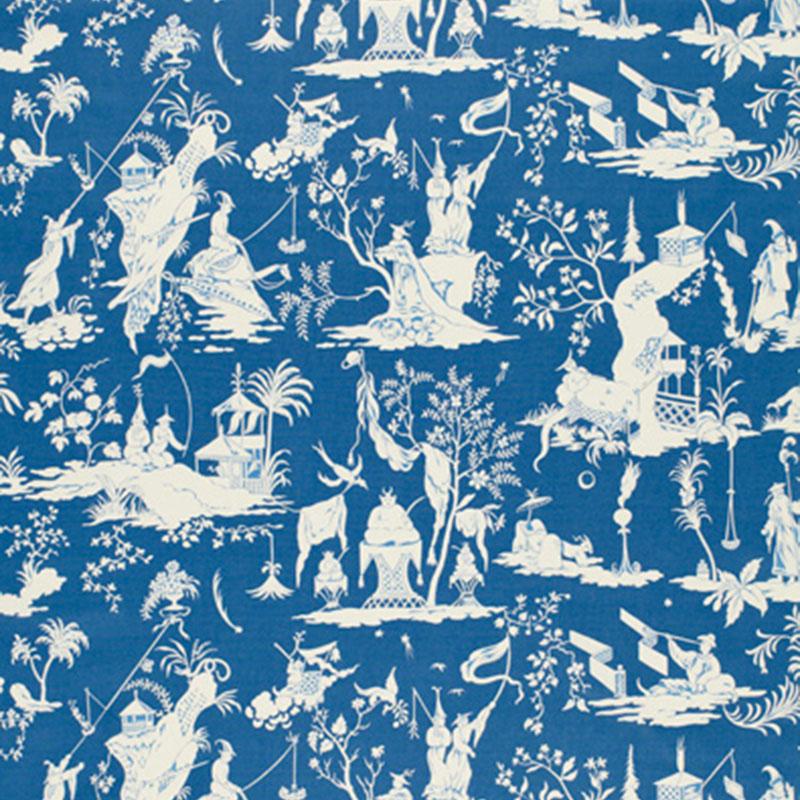 Schumacher Starry Night China Blue Fabric