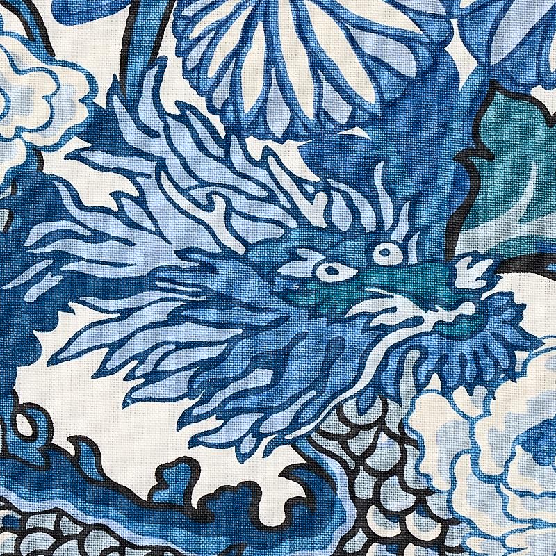 Schumacher Chiang Mai Dragon China Blue Fabric