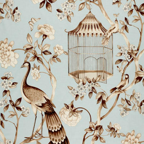 Schumacher Oiseaux Et Fleurs Mineral Fabric