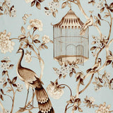 Schumacher Oiseaux Et Fleurs Mineral Fabric