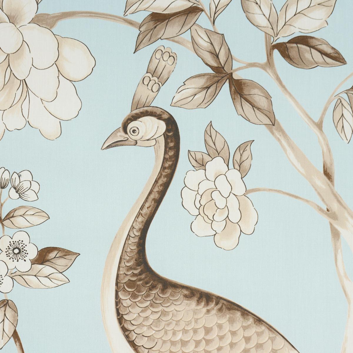 Schumacher Oiseaux Et Fleurs Mineral Fabric