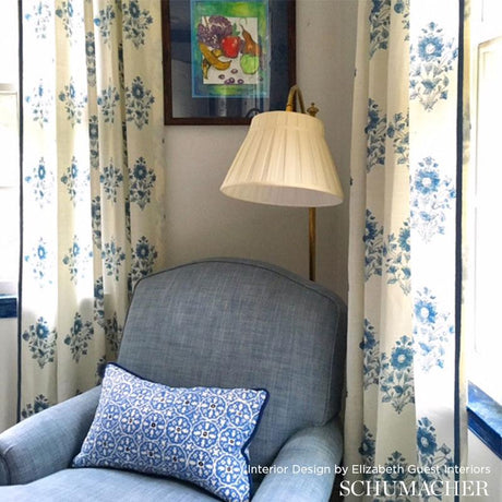 Schumacher Beatrice Bouquet Indigo Fabric