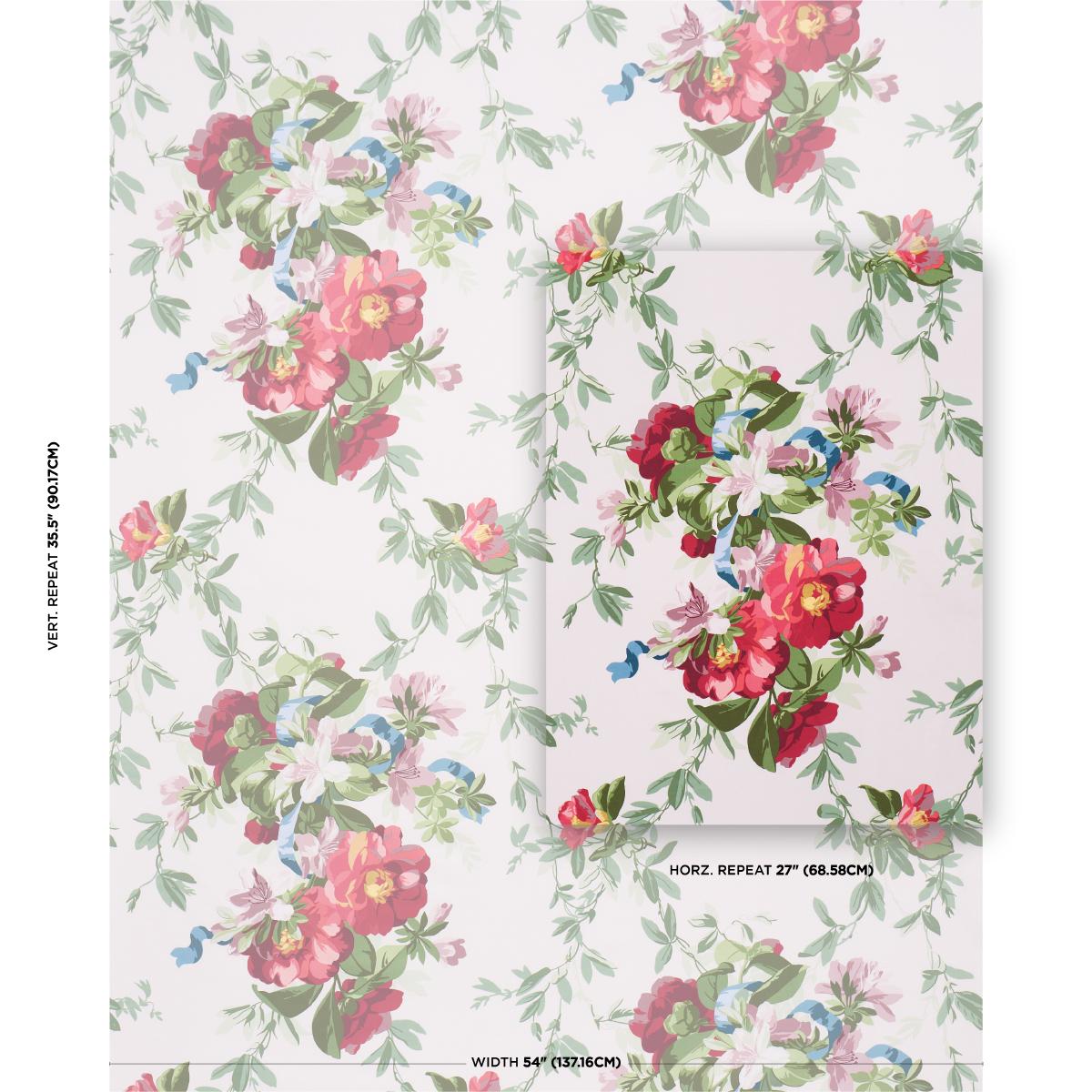 Schumacher Ellesmere Ribbon Floral Ivory Fabric