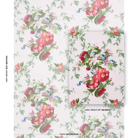 Schumacher Ellesmere Ribbon Floral Ivory Fabric