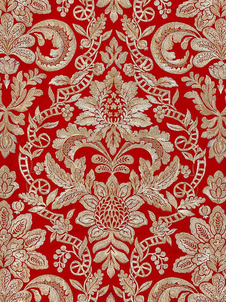 Scalamandre ELIZABETH DAMASK EMBROIDERY CARNELIAN Fabric