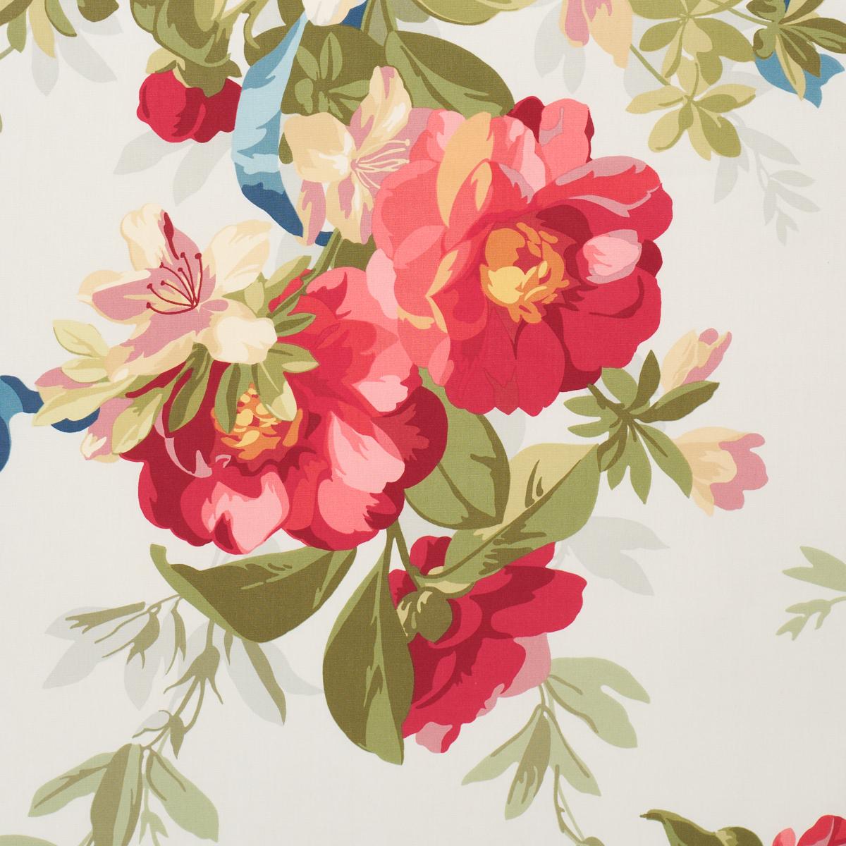 Schumacher Ellesmere Ribbon Floral Aqua Fabric