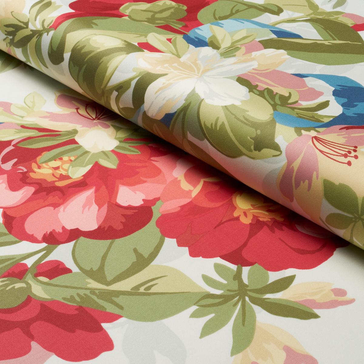 Schumacher Ellesmere Ribbon Floral Aqua Fabric