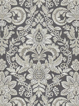 Scalamandre Elizabeth Damask Embroidery Charcoal Fabric