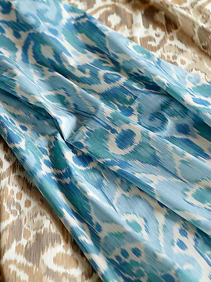 Scalamandre Greystone Blues On Cream Fabric