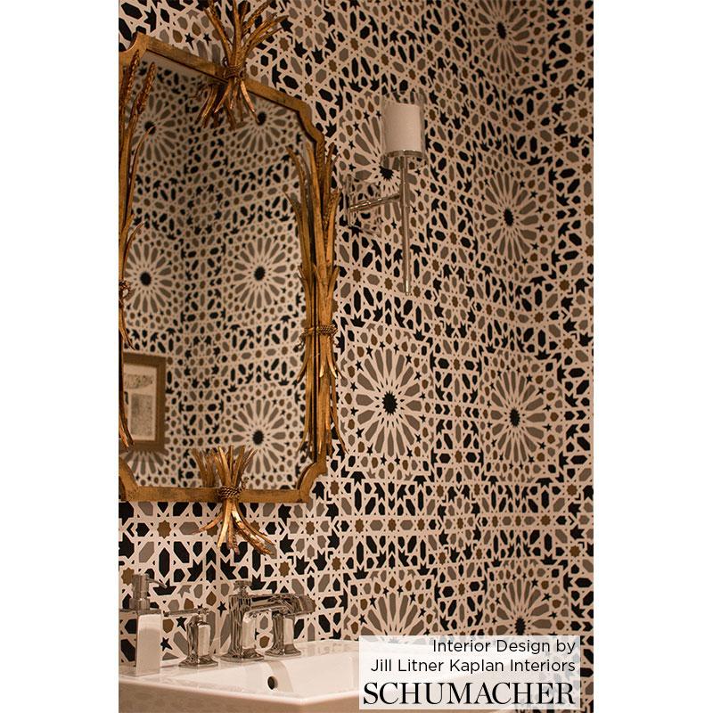 Schumacher Nasrid Palace Mosaic Persimmon Wallpaper