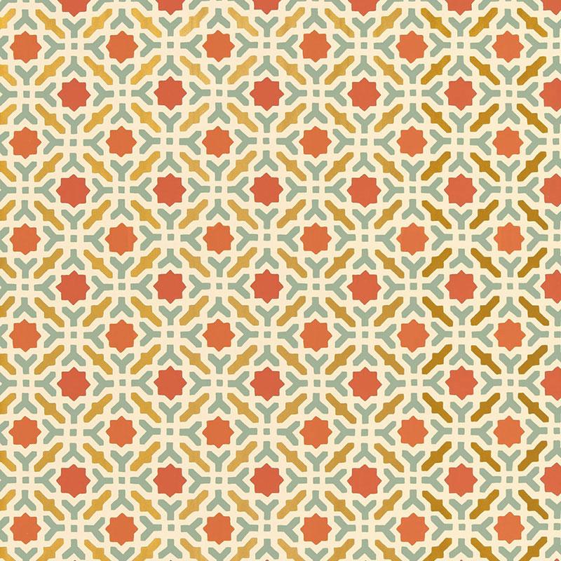 Schumacher Serallo Mosaic Persimmon Wallpaper