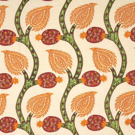 Schumacher Nurata Embroidery Coral Fabric