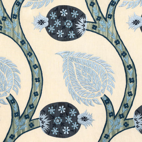 Schumacher Nurata Embroidery Lapis Fabric