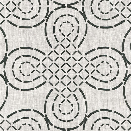 Schumacher Trellis Knot Ivory & Onyx Fabric