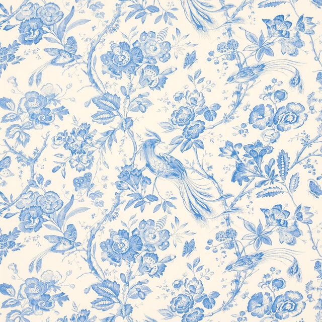 Schumacher Birds Of Paradise Blue Fabric