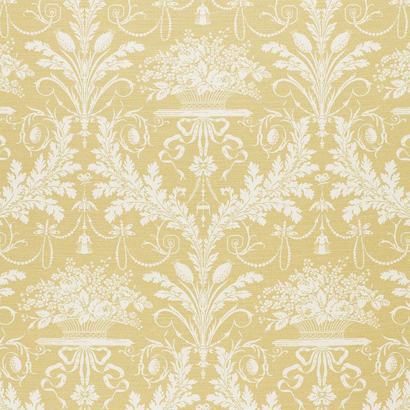 Schumacher Clairemont Damask Yellow Fabric