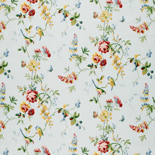 Schumacher Chickadee Floral Sky Fabric