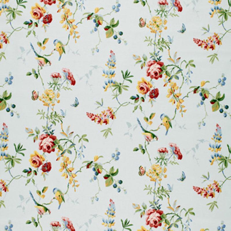 Schumacher Chickadee Floral Sky Fabric