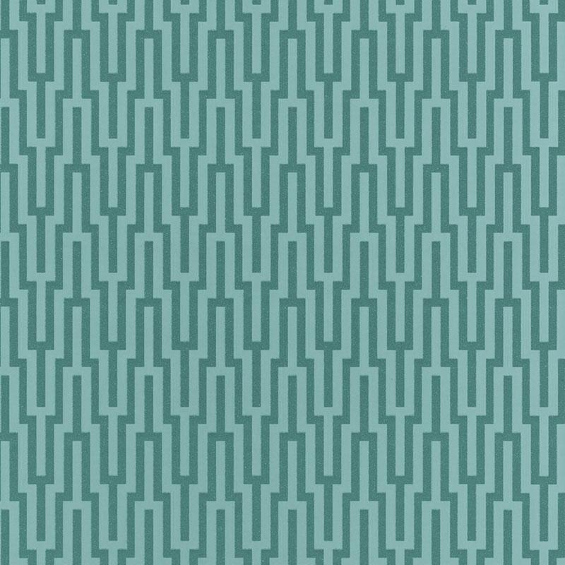 Schumacher Metropolitan Fret Turquoise Wallpaper