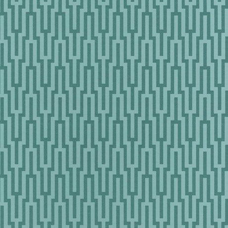 Schumacher Metropolitan Fret Turquoise Wallpaper