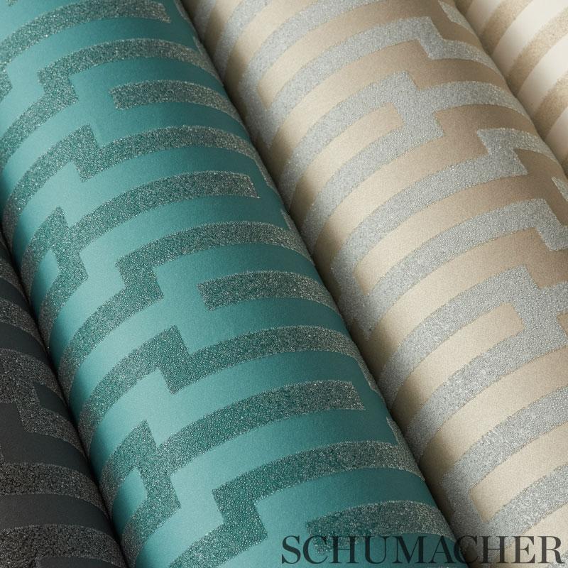 Schumacher Metropolitan Fret Turquoise Wallpaper