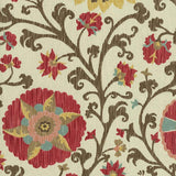 Schumacher Fergana Embroidery Print Teak Fabric